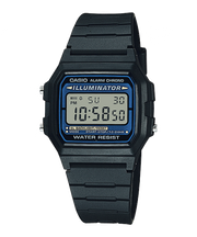 Casio Vintage F-105W-1AWYEF - bracciale e cassa neri - quadrante blu